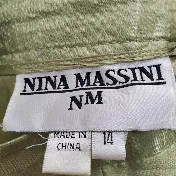 Nina Massini Vintage Avocado Green Taffeta Layered Lace Formal Skirt Plus 14 - Picture 4 of 8